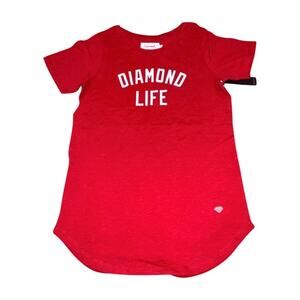 Diamond Supply Co “Diamond Life” Red And White Scallop Short Sleeve Shirt Size S